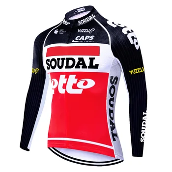 Мъжка велосипедна фланелка Тото Soudal 2023 Pro Team, Комплект от мъжки тениски, велосипеди, есенни блузи с дълги ръкави, велосипедна риза, дрехи за автомобилния велосипеди