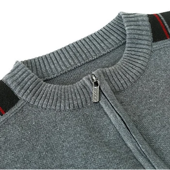 Мъжки ежедневни вязаный пуловер, топъл пуловер, здрав топ в мешковатом стил с цветни блокчета, сив, червен, каки, тъмно син 0