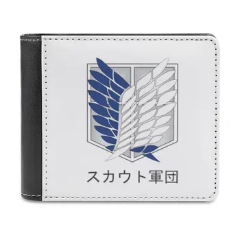 Мъжки кожен портфейл Attack On Титан с логото на Shingeki No Kyojin Snk wallet Портфейл Пари Клипове Отцовские ... Подарък за Деня на Ривайля Ливаи