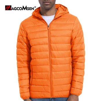 Мъжки леки якета MAGCOMSEN с качулка с цип, водоустойчив ежедневни якета, зимни изолирана палто на лигавицата