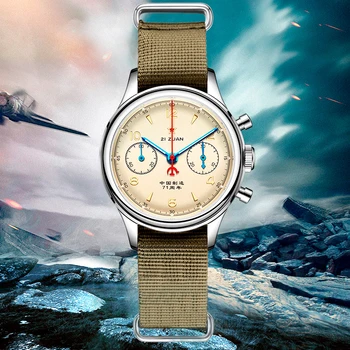 Мъжки флуоресцентни часовник с хронограф RED STAR 1963, 38-мм механизъм с ръчно завода и лебед маточната, реколта ръчен часовник ST1901
