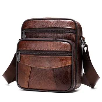 Мъжки чанти през рамо от естествена кожа, мини чанта-месинджър, водоустойчив мъжки чанти-торби, луксозна чанта през рамо за телефон