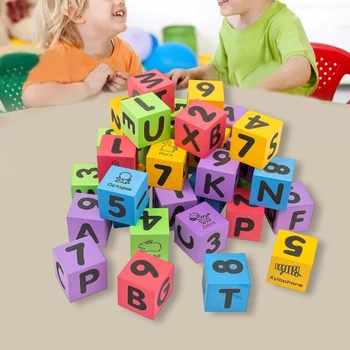 Набор от пяна дъски кубчета Малки цветни Полистирен азбуки Кубчета с точки на Гейм квадратен блок за изучаване на математика Развитие на играчка K1KF