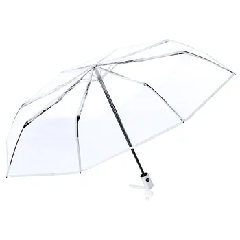Напълно автоматичен трикуспидалната прозрачен чадър, чадъри се отварят, затварят, за мъже, за деца, пътуващи от дъжд, Ветрозащитный Прозрачен сгъваем
