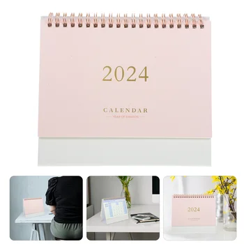 Настолен календар в 2024 година, готин мини-лаптоп за ежедневна употреба, на хартиен декор за офис на месец на обучение