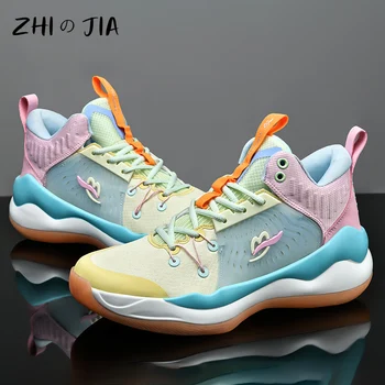 Нова висококачествена и модерна баскетболни обувки, нескользящая здрава баскетболни обувки, Мъжки и женски двойки, ежедневни маратонки 36-45
