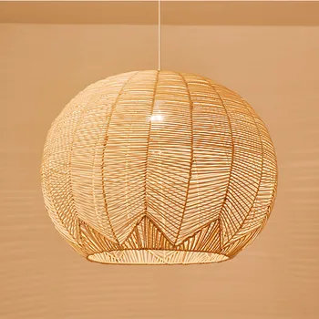 Нови китайски Бамбукови висящи лампи Японски Дзен Учител Окачен лампа от ратан за дневна, ресторант, чайна, домашен интериор, лампи