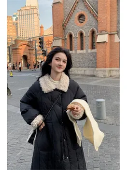Ново зимно свободно палто с памучна подплата в корейски стил, ежедневното однотонное утолщенное топло палто с памучна подплата