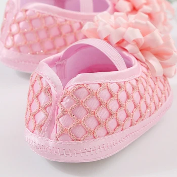 Обувки на принцеса за момиченца и превръзка на главата с цветна лента Mary Jane върху плоска подметка, модел обувки за новородени деца