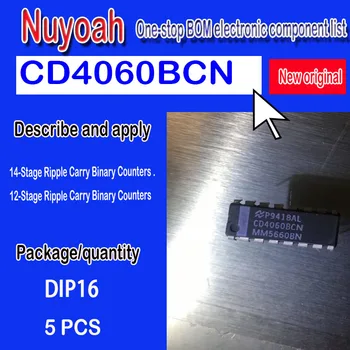 Оригинален точков двоичен брояч CD4060BCN CD40608CN DIP-16, чип двоичен брояч, серия 4000/14000/40000, Асинхронни 5шт