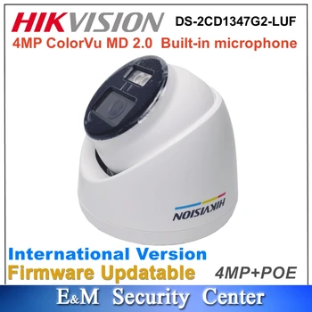 Оригиналната Мрежова камера Hikvision DS-2CD1347G2-LUF с Вграден микрофон и 4 Mp ColorVu MD 2.0 с фиксирани един стационарен купола POE