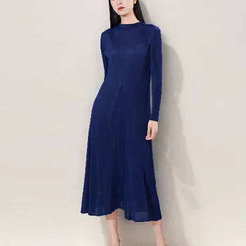 Оригинално Плиссированное рокля Miyake, Есен Дамско Дизайнерско рокля Sense, Малка Черна рокля Големи размери, Дамски пола трапецовидна форма 0
