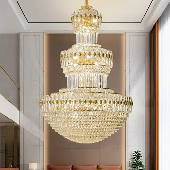 Осветление на фоайето на хотела Модни творчески дуплекс Декоративни осветителни тела на Европейския светлина Луксозно Кристалното подвесное осветление за всекидневната