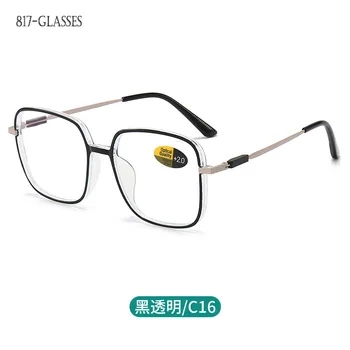 Очила за четене За жени и мъже, Големи метални Полнокадровые компютърни очила с защита от синя светлина, Пресбиопические точки от + 0.05 До + 4,0