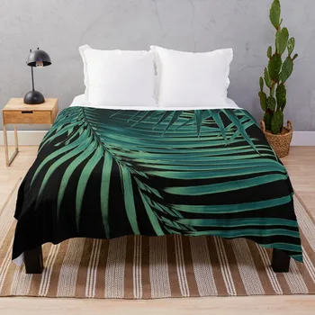 Палмови листа, Зелени вибрации # 5 # тропически # интериор # изкуство Каре Декоративни Одеала cosplay аниме Пушистое Мохнатое одеяло
