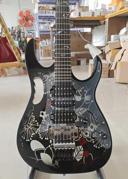 По предварителна заявка - Нова електрическа китара OEM, инкрустация на грифе, принт върху корпуса на китара, бридж Floyd Rose Tremolo