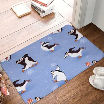 Подложка за спални с Антарктическим Пингвин, Забавен подложка за каране на кънки на лед, Кухненски килим, Уличен мат Декорация за дома