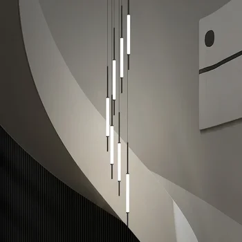 Полилей в стил минимализъм, led таван, висящи лампи за вили в тавана 2023 Дизайнерска лампа, подвесная полилей за дългата стълба в скандинавски стил, модерна 0