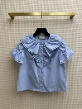 През пролетта и лятото 2023 г. нова коприна риза с волани и оборчатым деколте, снижающая възраст, общ богат слой6.13