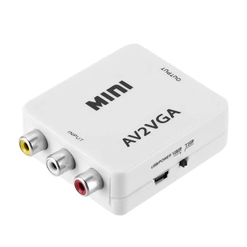 Преносим многофункционален видеоконвертер Mini HD AV2VGA Plug and Play, с дисплей, без кабел за тв декодери