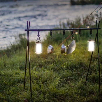 Преносим походный фенер със статив, Паник лампа, зареждане тип C, с led лампа, Водоустойчив, 4 принадлежности за риболов