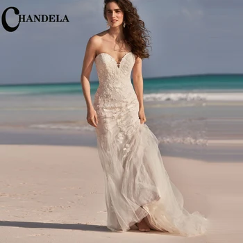 Приказно сватбени рокли CHANDELA с аппликацией във формата на русалки, без ръкави, вечерна рокля сватба Suknia slubna, сшитое специално за жени