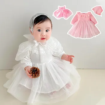 Пролетни рокли за новородени момичета, однотонное дълга рокля лавандула цвят, детски рокли с цветя, коледни дрехи за деца