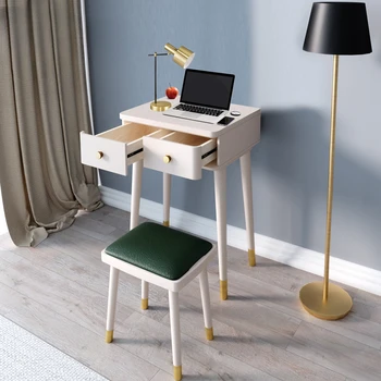 Прост, модерен бюро от масивно дърво 80 см 40/50/60 бял домашен компютър за обучение на студенти в спалнята