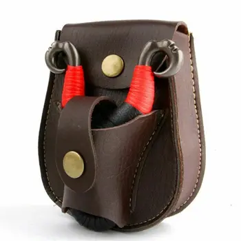 Професионална опаковка за прашка със стоманена топка, спорт на открито, кожена чанта за задна прашка чрез колан за лов и стрелба