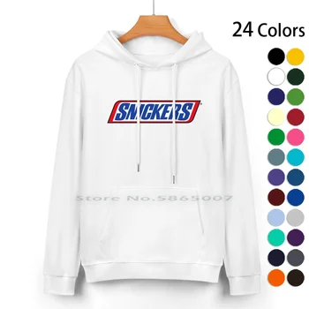 Пуловер с качулка от чист памук с Логото на Snickers 24 Цвят С Логото на Snickers Chocolatebar Карамел Pop Крънч Break Energy 100% Памук