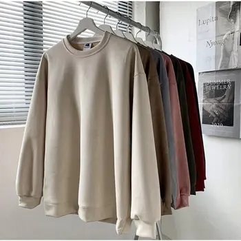 Пуловери от замшевой тъкан, блузи, мъжки Провиснал обикновена модни маркови блузи оверсайз Harajuku, градинска дрехи, Есенен пуловер, риза