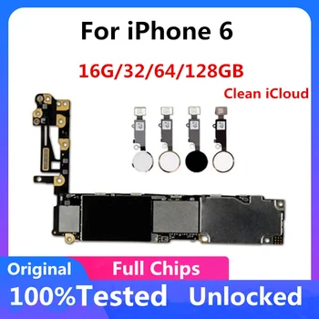 Пълни чипове на дънната платка на iphone 6 4.7 инча, безплатен iCloud, оригиналната разблокированная дънна платка за iphone 6, с/без Touch ID БЕЗ идентификатор