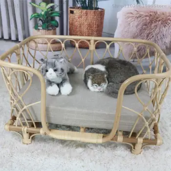 Ратанови куче будка котешка клетка Four Seasons Универсална легло за домашни любимци от ратан