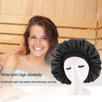 Регулируема сатен шапчица за стайлинг на коса, за жени, широка периферия превръзка на главата за сън