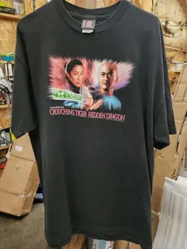 Реколта Тениска с изображение Дебне Тигър И Скрит Дракон 2001 Г., Промо-Клип на Филма За Бойни изкуства XL