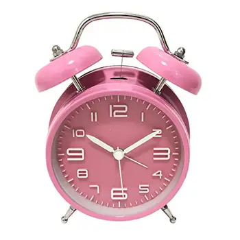 Ретро Преносим сладък мини-cartoony будилник с кръгла номер, двоен звънец, настолни цифров часовник за домашен декор