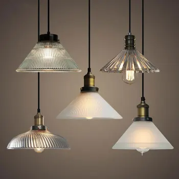 Ретро Стъклена Окачена лампа на Американската Подвесная лампа Мед Окачен лампа месинг Творчески минималистичен ресторант с абажуром E27 Edison