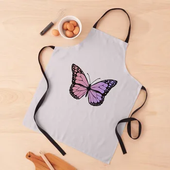 Розово и лилаво градиентный престилка с пеперуда, поварская облекло, стоки за кухнята и от бита, Престилка за дома и кухнята