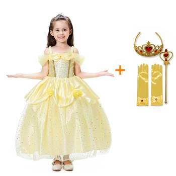 Рокля Belle за момичета, рокли за принцеси, детски доброто карнавалния костюм на рожден ден, на парти в чест на Хелоуин, детски дрехи 