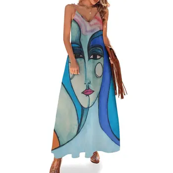 Рокля без ръкави Mujer Azul елегантни рокли големи размери-секси лятна рокля 2023 г. Рокля за бременни, Дамски дрехи