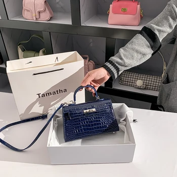 Ръчна чанта от висококачествена лачена кожа Tamatha с изображение на крокодил, за жени Есен/Зима 2022, новост в едно рамо