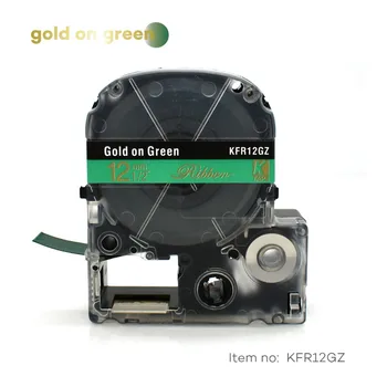 Сатен лента 12mm*5m злато на зелен етикет лентата SFR12GZ LA-4GKK за подарък за сватба, Коледно парти за принтер epson LW300 LW400