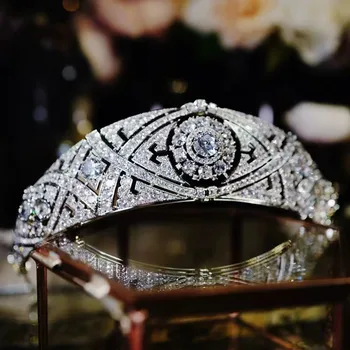 Сватбени кръгли диадеми и crystal crown, сватбена прическа, Ретро кралския женски дрешки за кралица на бала, украса за коса с кристали