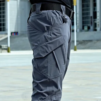 Свободни армейските сиви панталони-карго, мъжки ежедневни военни панталони с много джобове, работни тактически панталони