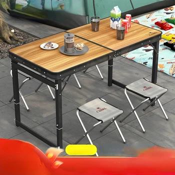 Сгъваема маса, уличен маса тласък в обора от алуминиева сплав, домакински сгъваема маса, проста маса за хранене и столове на открито
