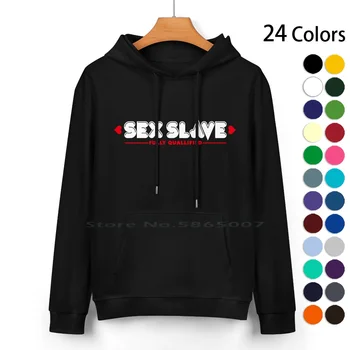 Секс-рабыня (червено, бяло), Пуловер с качулка от чист памук, 24 цвят, Любовна рабыня, секс рабыня, Садомазо, БДСМ, робството, групповуха, Суинг 0