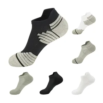 Сиви спортни чорапи до глезена на крака, Женски, мъжки, уличен баскетбол, колоездене, футбол, бързо съхнещи, нескользящие, без да се показва, къси Чорапи