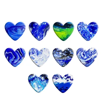 Синя Художествена Картина на Сърцето Любов Сърцето Смола Кабошон Аксесоари САМ Обеци Косата Телефон Стикер Колие R1860 Безплатна Доставка