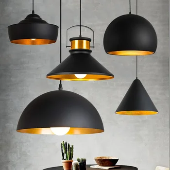 Скандинавски Ретро Промишлен Черно окачен лампа E27 Кетъринг маса за Хранене, Бар таванско помещение Декоративни Полилеи Подвесное осветление