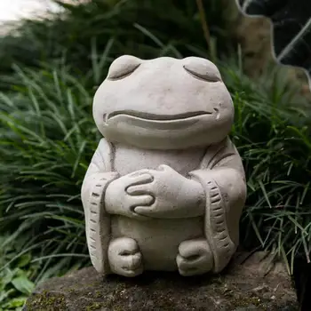 Скулптура жаби за йога отличава със спокойна поза Колекция от животни за медитация от смола Статуя на Жаба Микро Пейзаж на Градински аксесоари